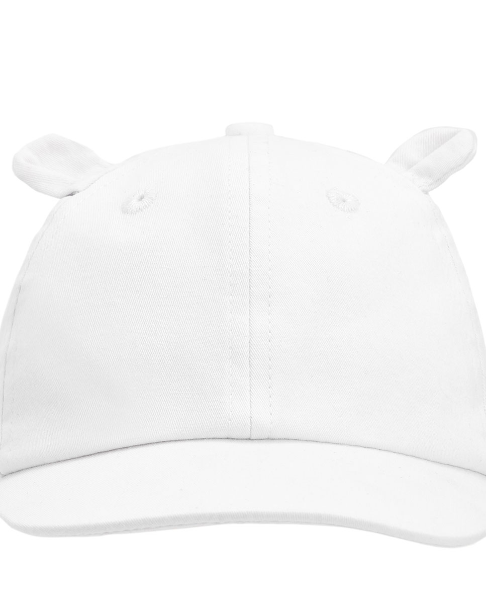 Boné de Bebé Liso de Algodão Branco-3