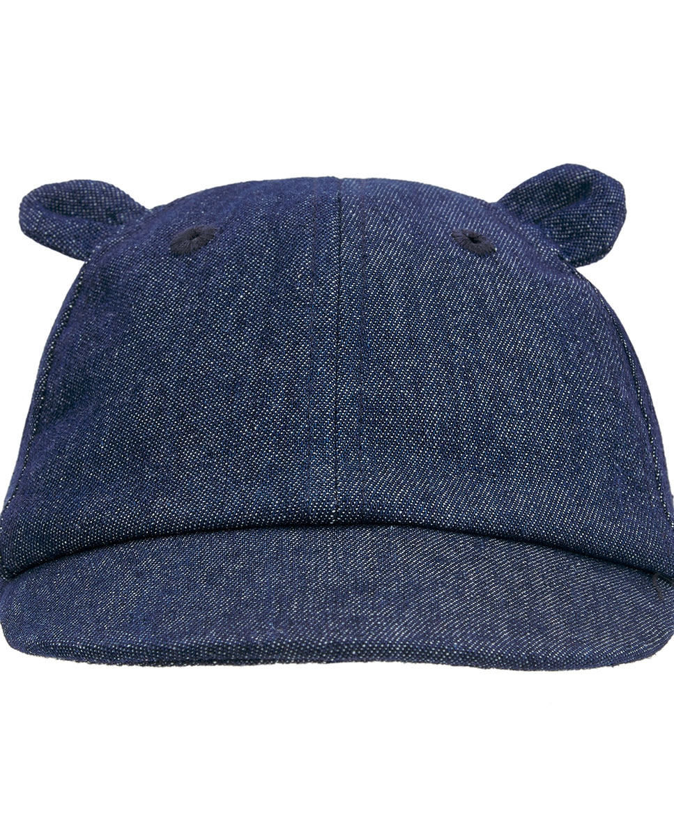 Boné de Tecido com Orelhas Azul denim-3