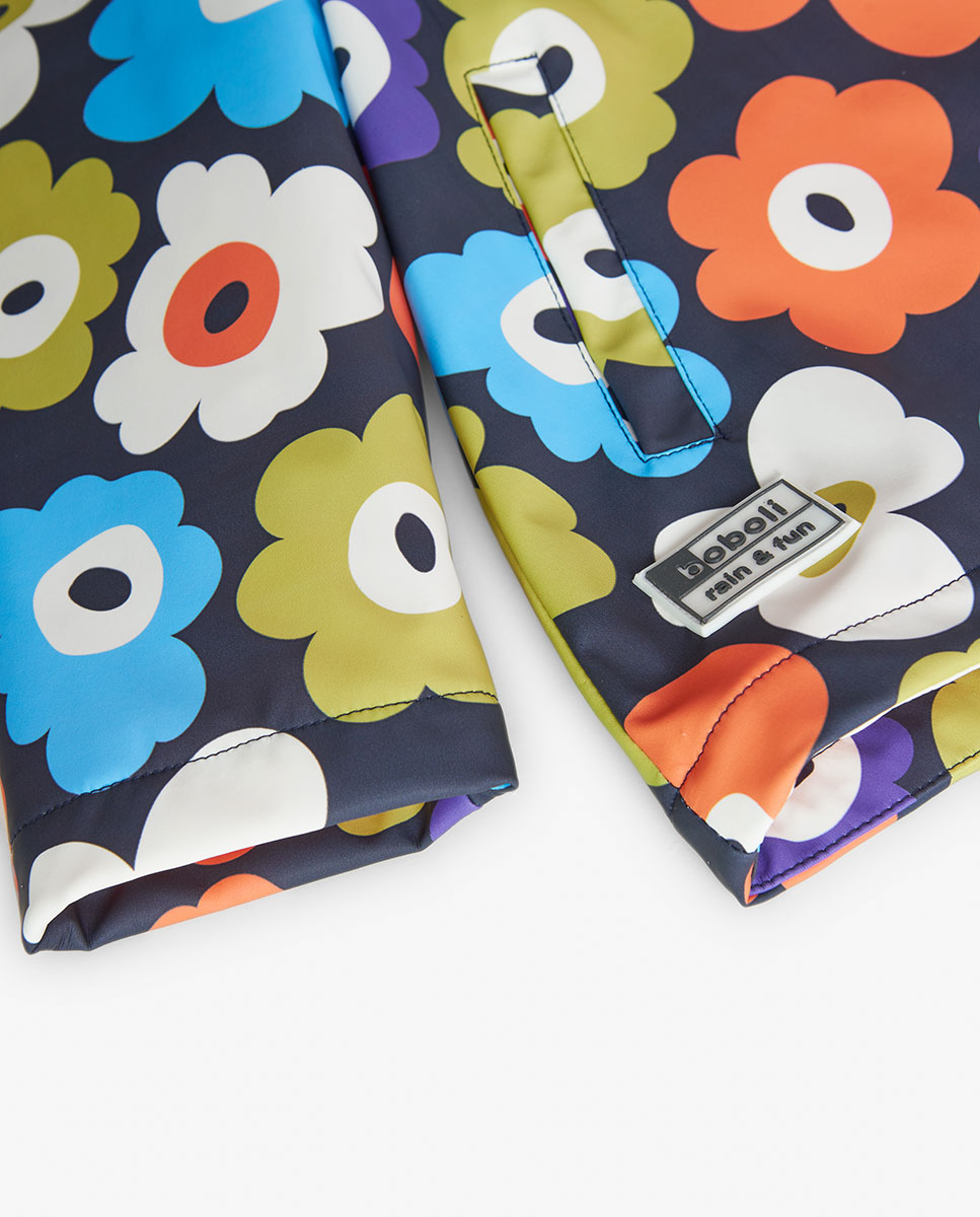 Impermeável Infantil com Capuz e Estampado Floral Multicolor-4
