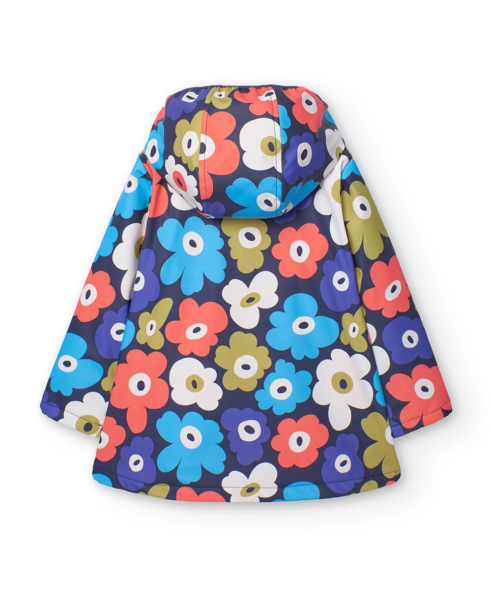 Impermeável Infantil com Capuz e Estampado Floral Multicolor-2