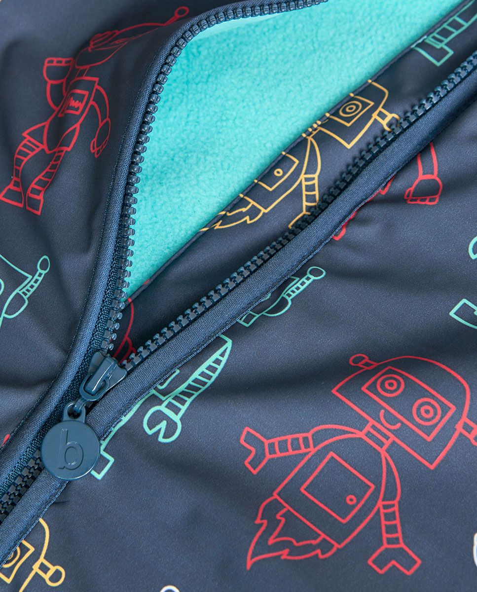 Impermeável Infantil com Capuz e Fecho Zip Azul-marinho-3