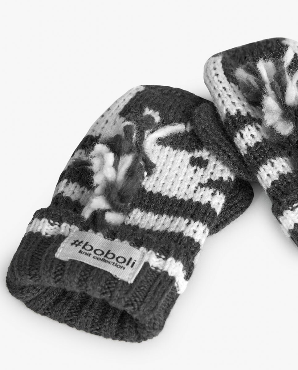 Luvas para Bebé de Malha com Estampado Animal Branco-3