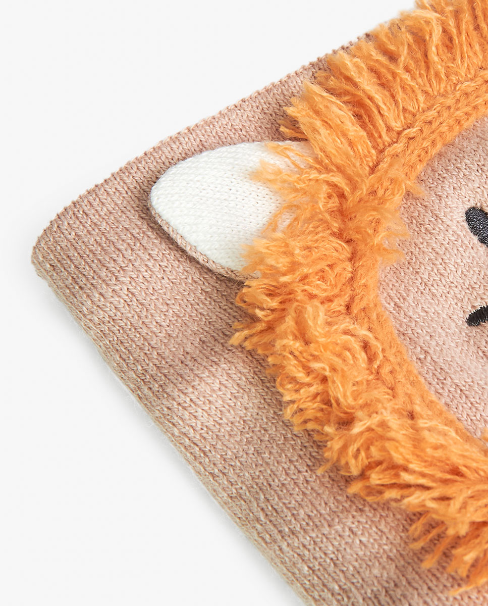 Cachecol de Malha com Estampado Animal Castanho-2