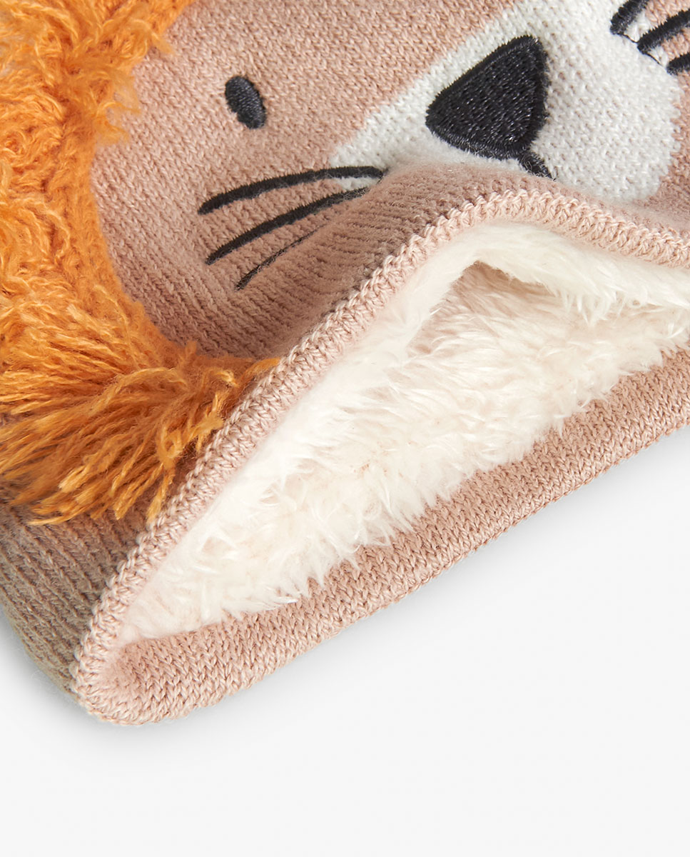 Cachecol de Malha com Estampado Animal Castanho-3