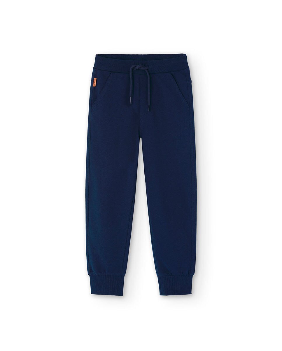 Calças de Felpa Infantil com Ajuste de Borracha Boboli Azul-marinho-1