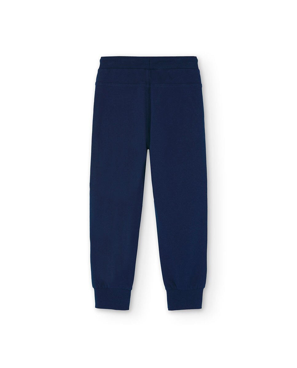 Calças de Felpa Infantil com Ajuste de Borracha Boboli Azul-marinho-2
