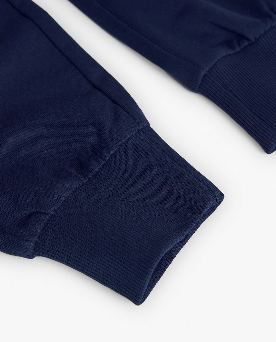 Calças de Felpa Infantil com Ajuste de Borracha Boboli Azul-marinho-4