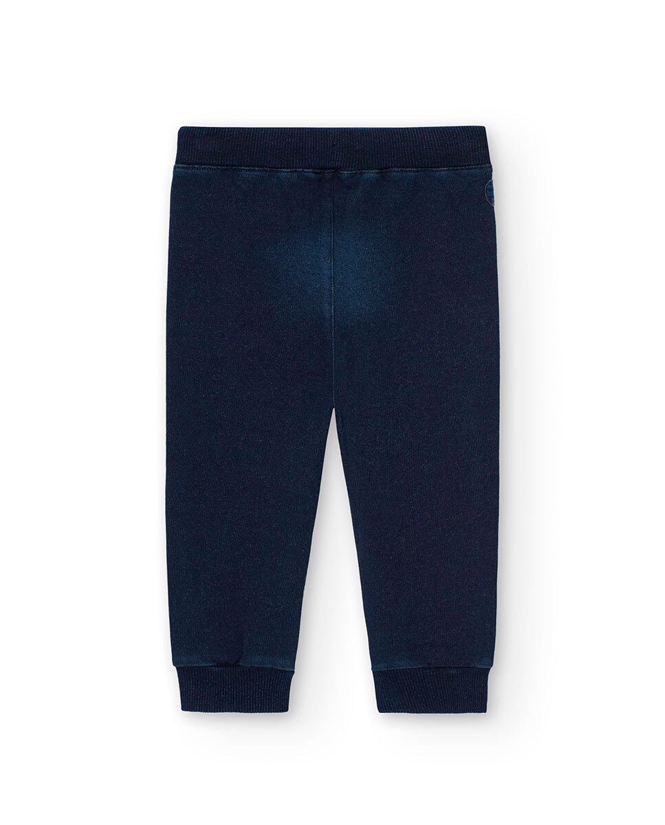 Calças Desportivas para Bebé com Bolsos e Cordão de Ajuste Boboli Azul-marinho-2