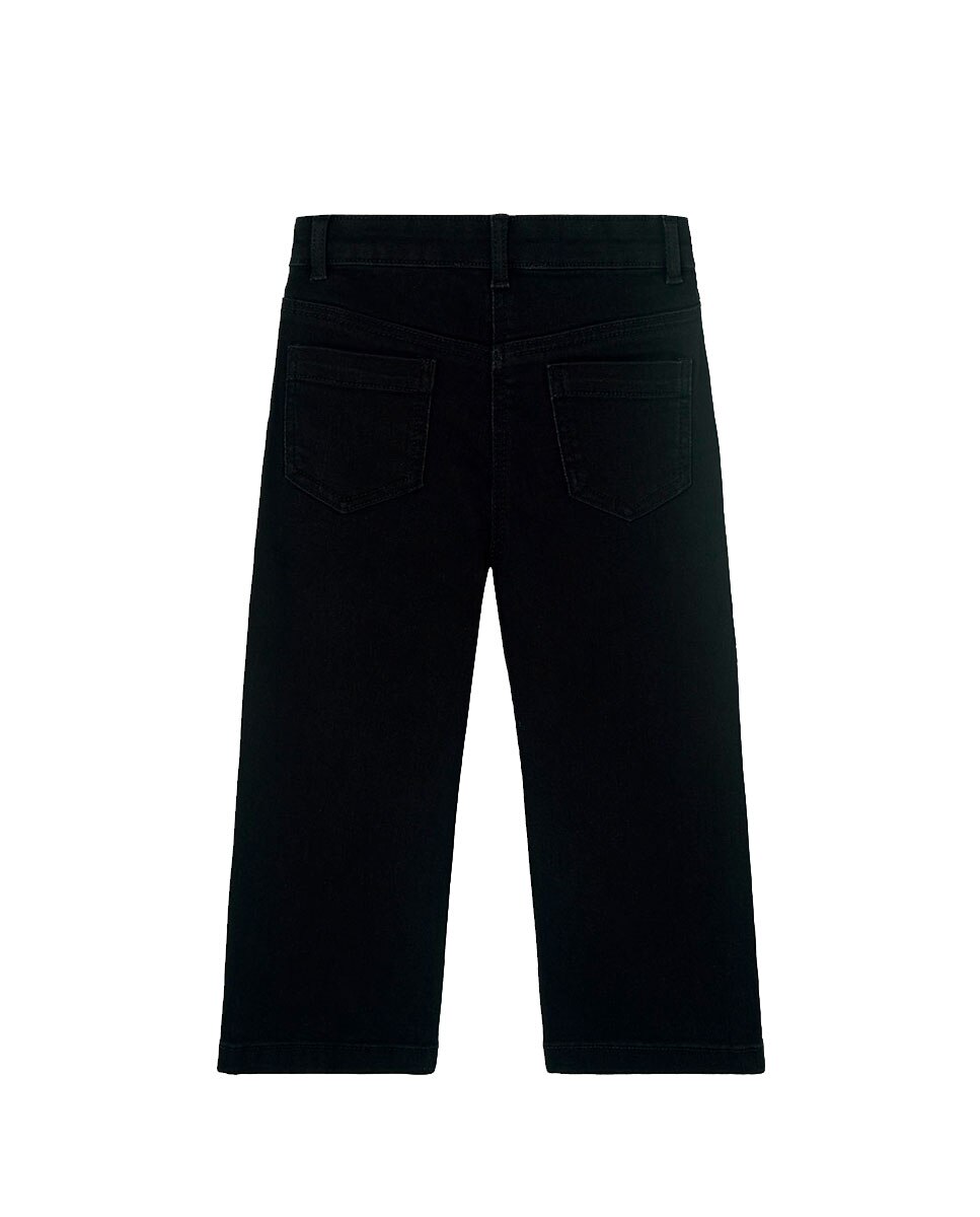 Jeans Infantil Cinco Bolsos de Perna Larga Preto-2