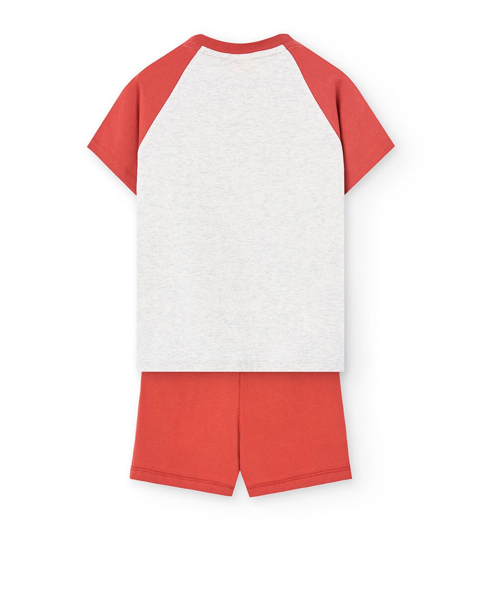 Pijama para Bebé Curto com Desenho Frontal Laranja-2