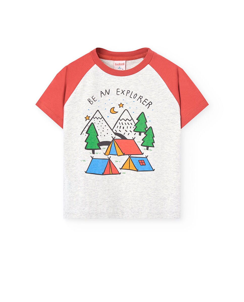 Pijama para Bebé Curto com Desenho Frontal Laranja-3