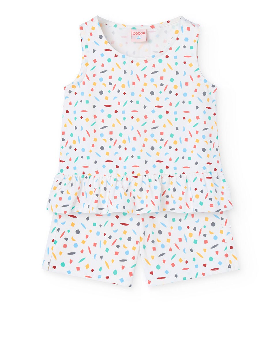Pijama para Bebé Curto com Estampado Geométrico Multicolor-1