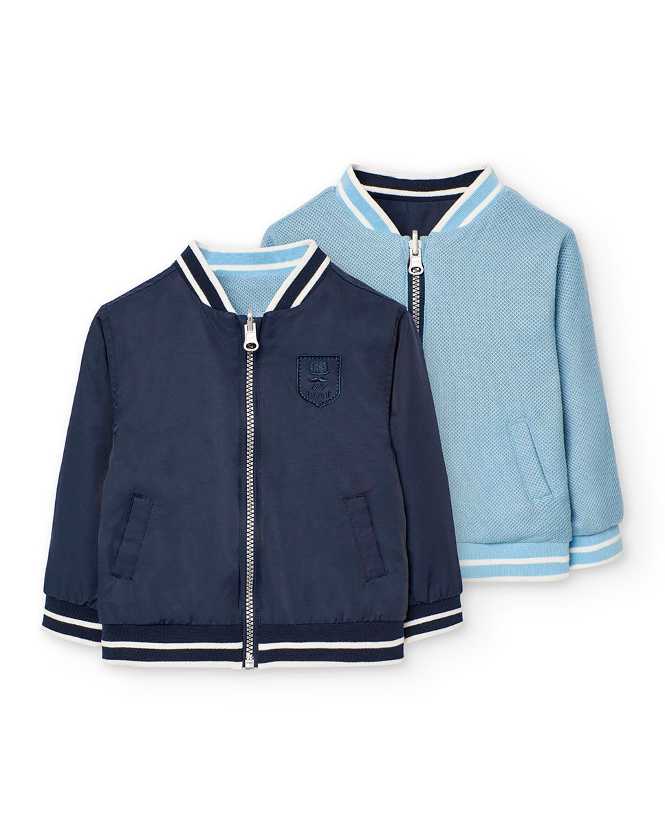 Blusão para Bebé Reversível com Fecho Zip Azul-marinho-1