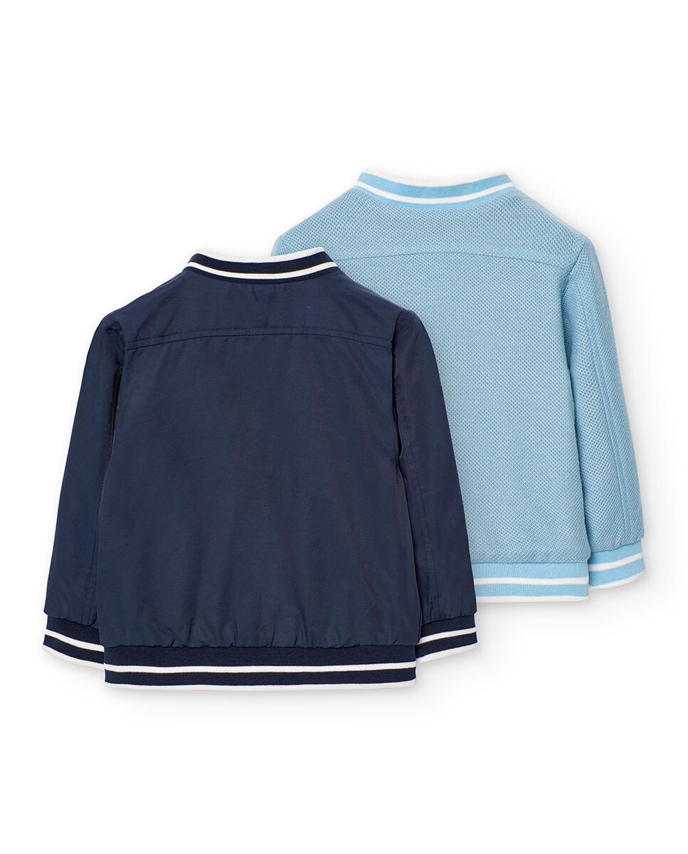 Blusão para Bebé Reversível com Fecho Zip Azul-marinho-2