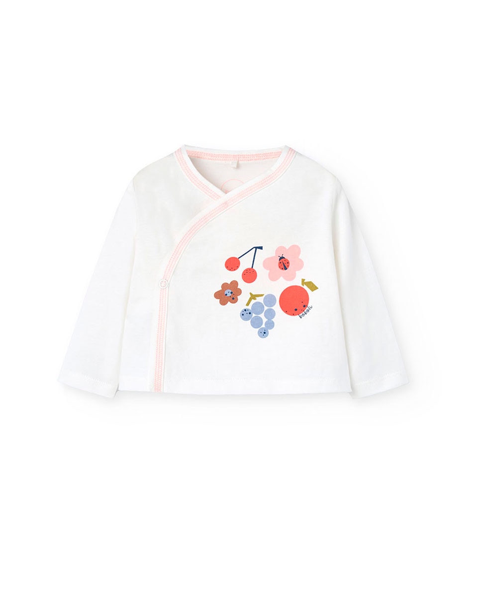 Conjunto para Bebé 3 Peças de Algodão com Desenho Frontal Branco-4