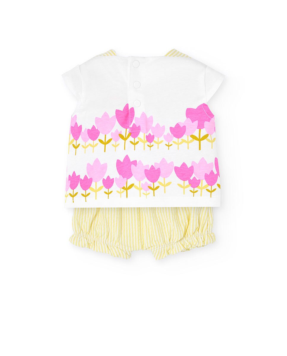 Conjunto para Bebé de T-shirt de Manga Curta e Calções Boboli Branco-2