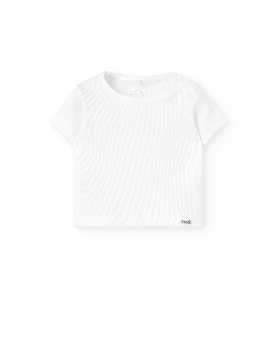 T-shirt para Bebé com Manga Curta e Gola Redonda Branco-1