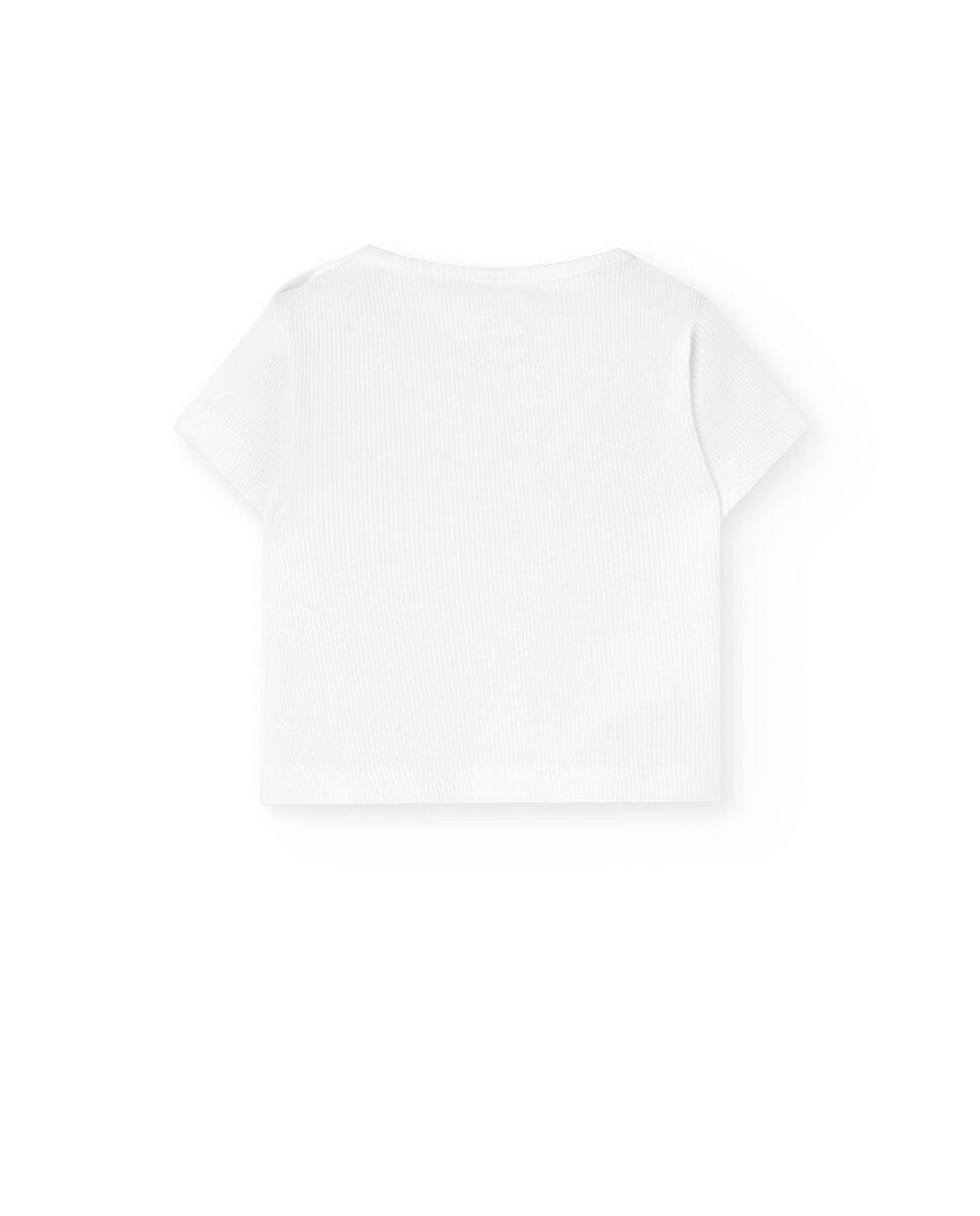 T-shirt para Bebé com Manga Curta e Gola Redonda Branco-2