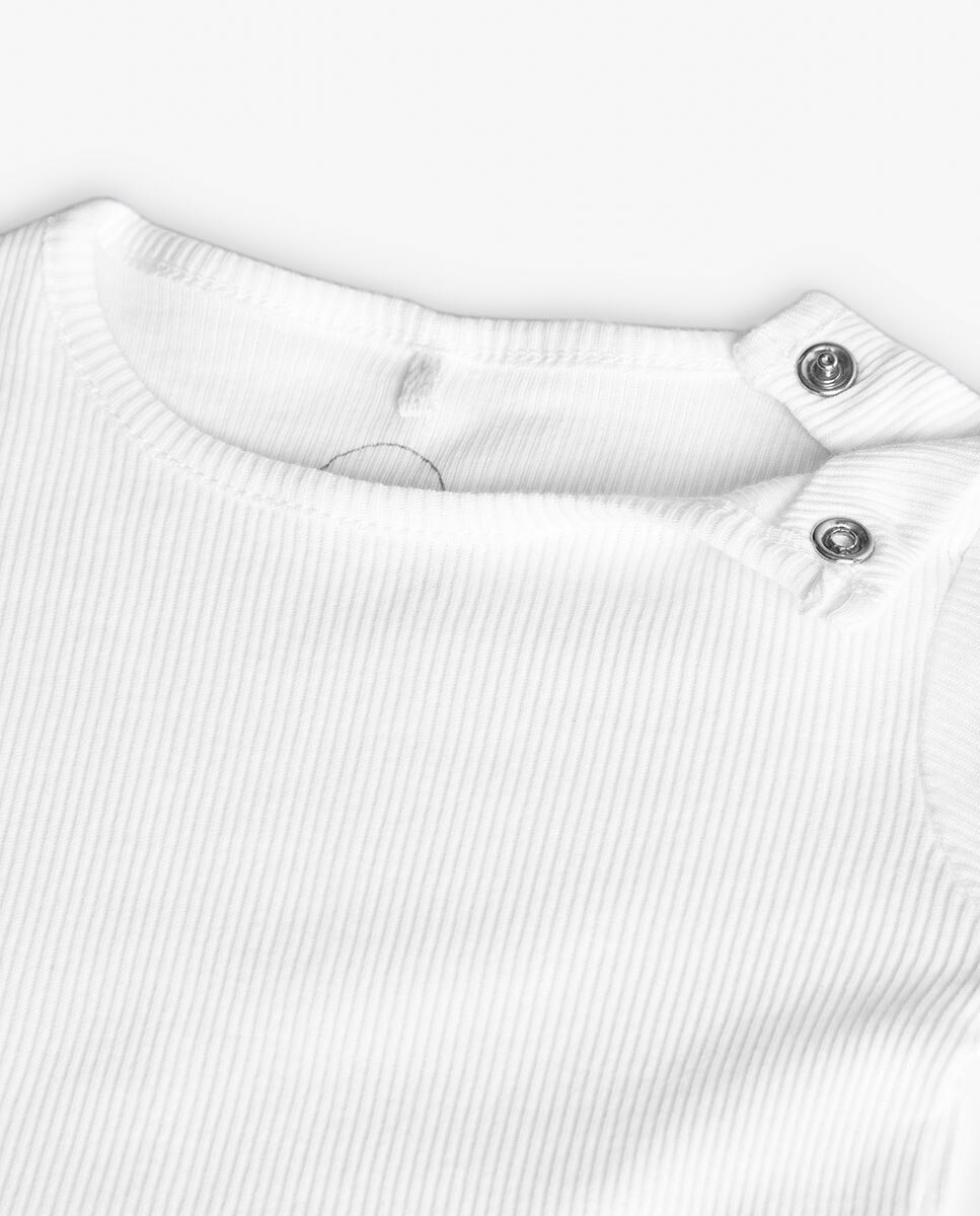 T-shirt para Bebé com Manga Curta e Gola Redonda Branco-3