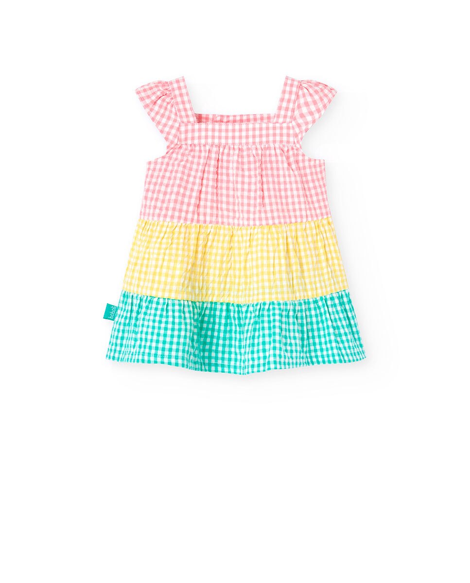 Vestido para Bebé Colour Block Aos Quadrados Vichy Multicolor-1