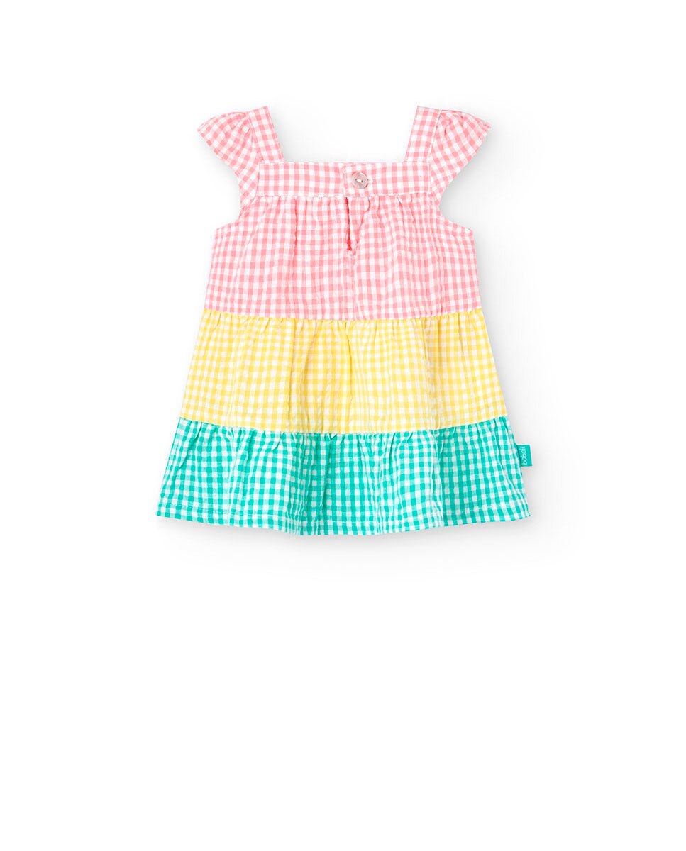 Vestido para Bebé Colour Block Aos Quadrados Vichy Multicolor-2