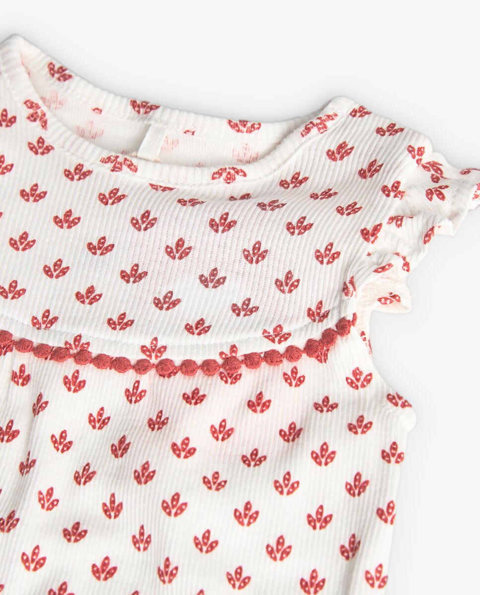 Babygrow para Bebé Microestampado de Algodão Boboli Branco-3