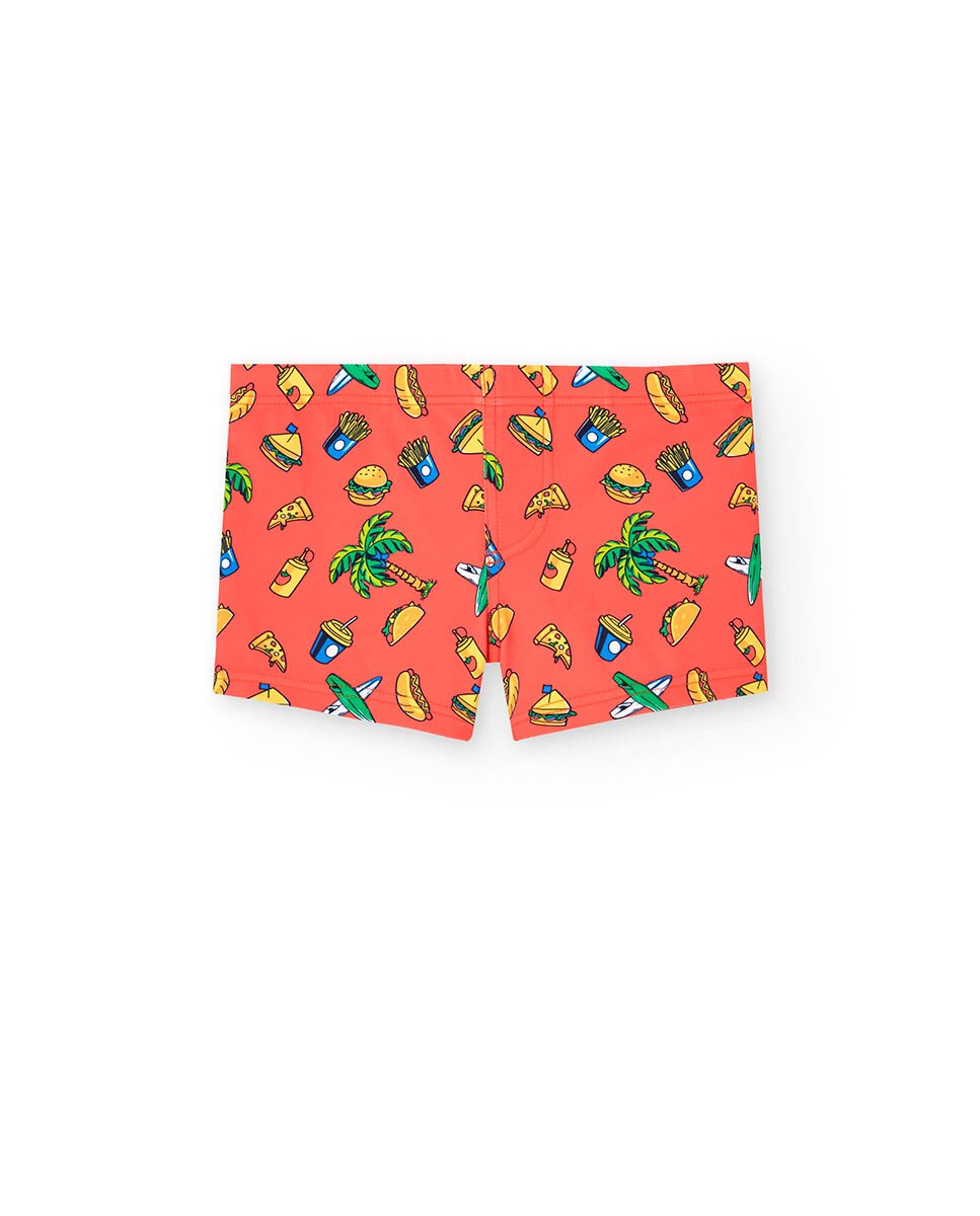 Boxer Infantil Estampado de Secagem Rápida Vermelho-1