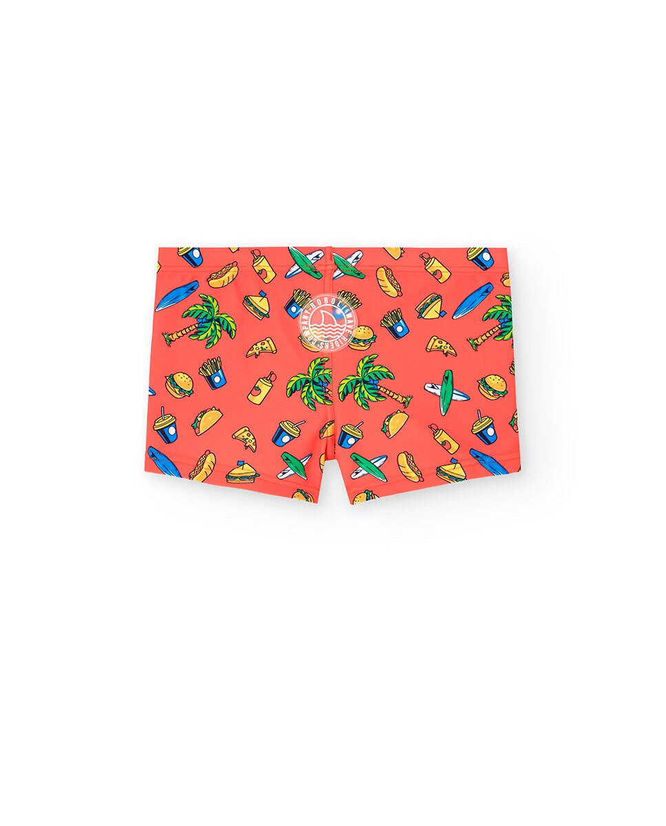 Boxer Infantil Estampado de Secagem Rápida Vermelho-2