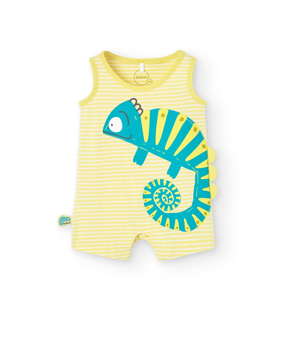 Babygrow para Bebé de Algodão com Estampado Às Riscas Verde-1