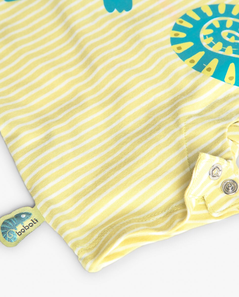 Babygrow para Bebé de Algodão com Estampado Às Riscas Verde-4