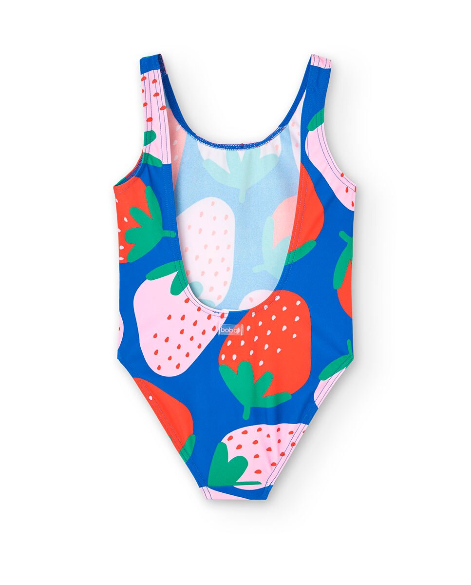 Fato de Banho Infantil com Estampado Grande de Frutas Azul-2