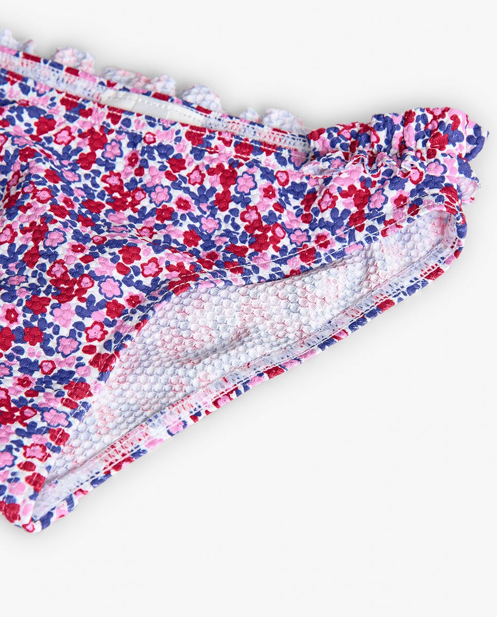 Biquíni Infantil com Estampado de Flores e Alças Franzidas Boboli Rosa-4