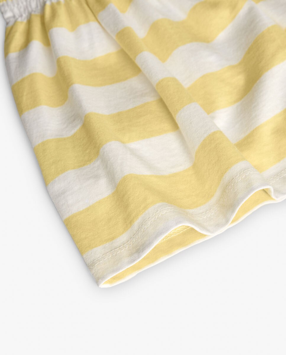 Vestido Infantil com Estampado Às Riscas e Alças Ajustáveis Boboli Amarelo-4