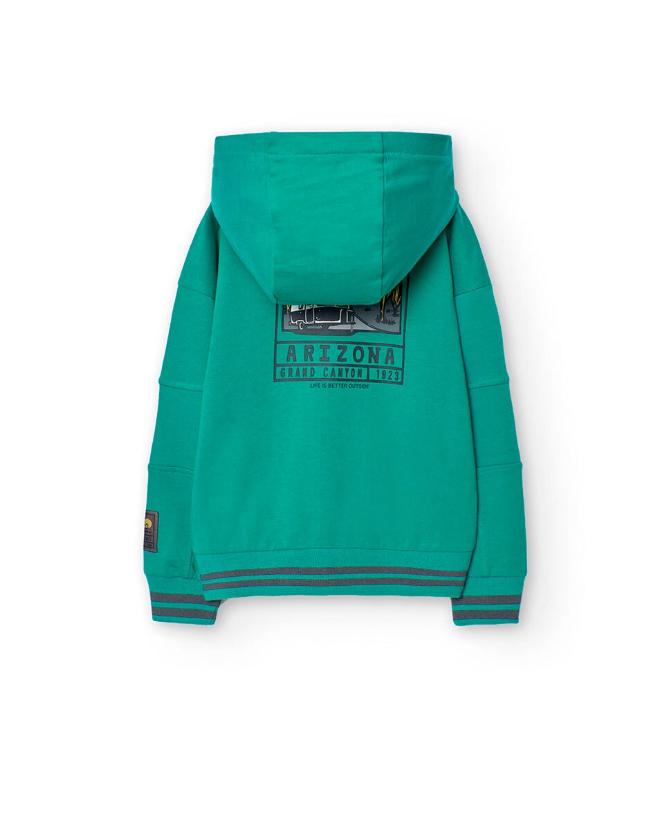Casaco Liso com Capuz e Fecho Zip Boboli Verde-2