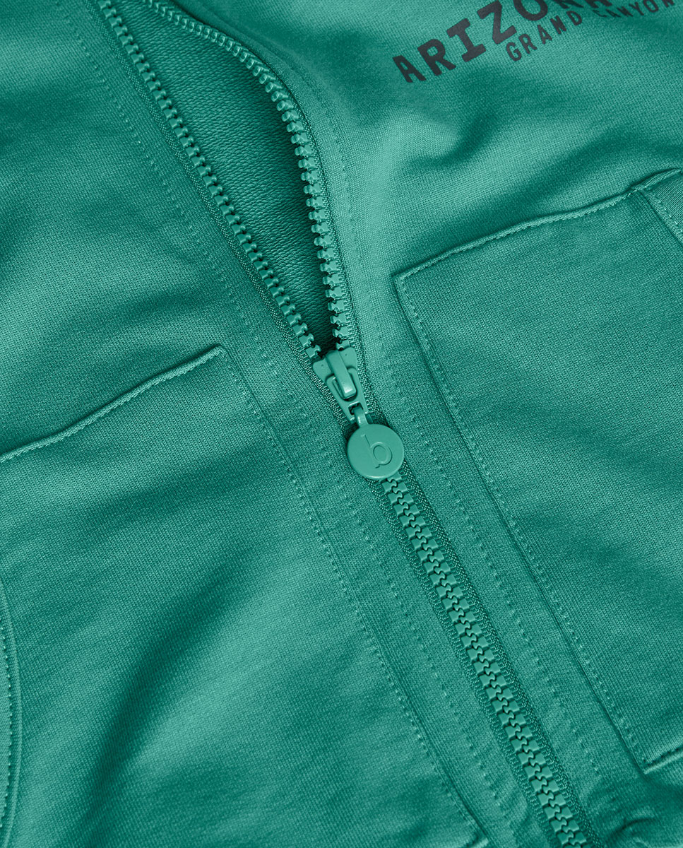 Casaco Liso com Capuz e Fecho Zip Boboli Verde-3
