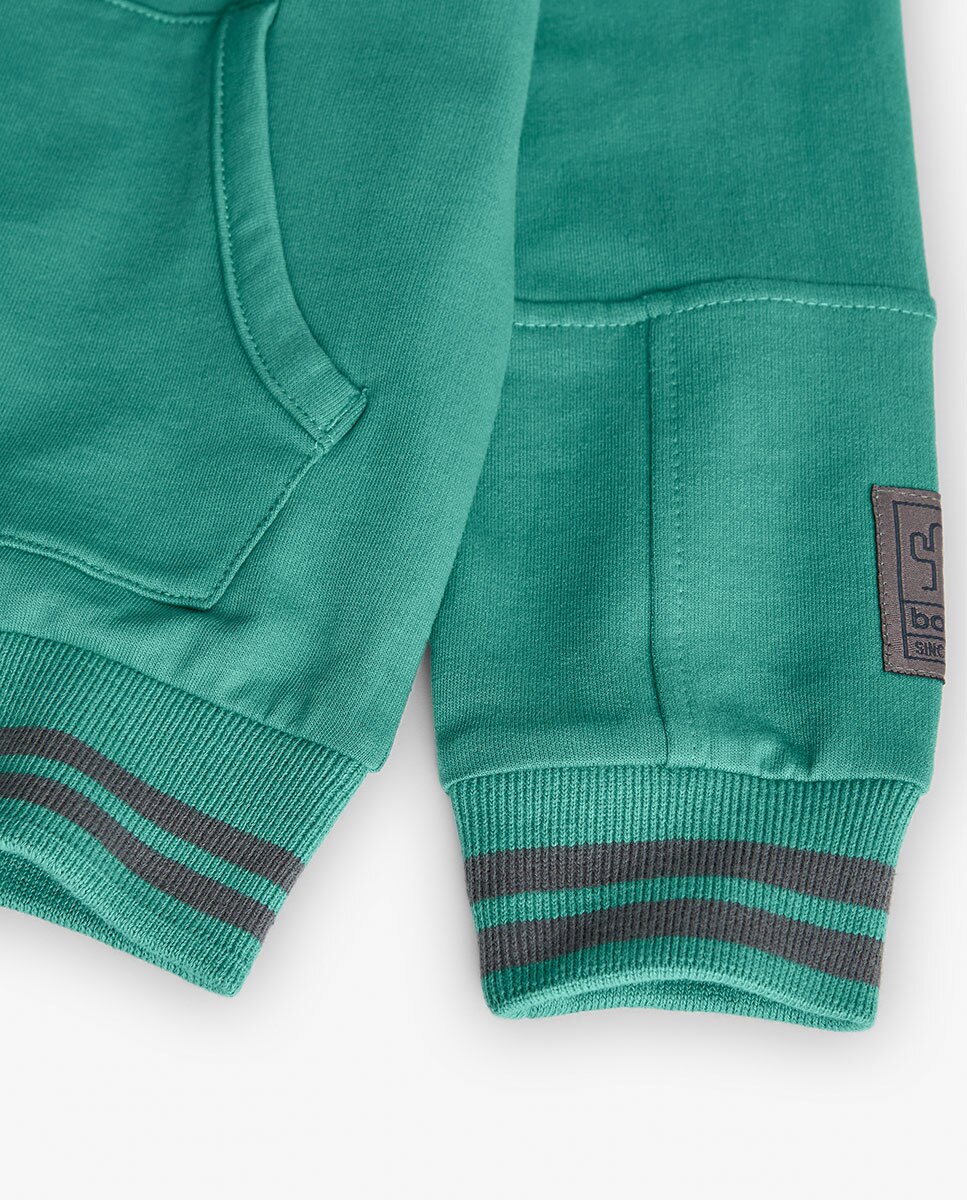 Casaco Liso com Capuz e Fecho Zip Boboli Verde-4