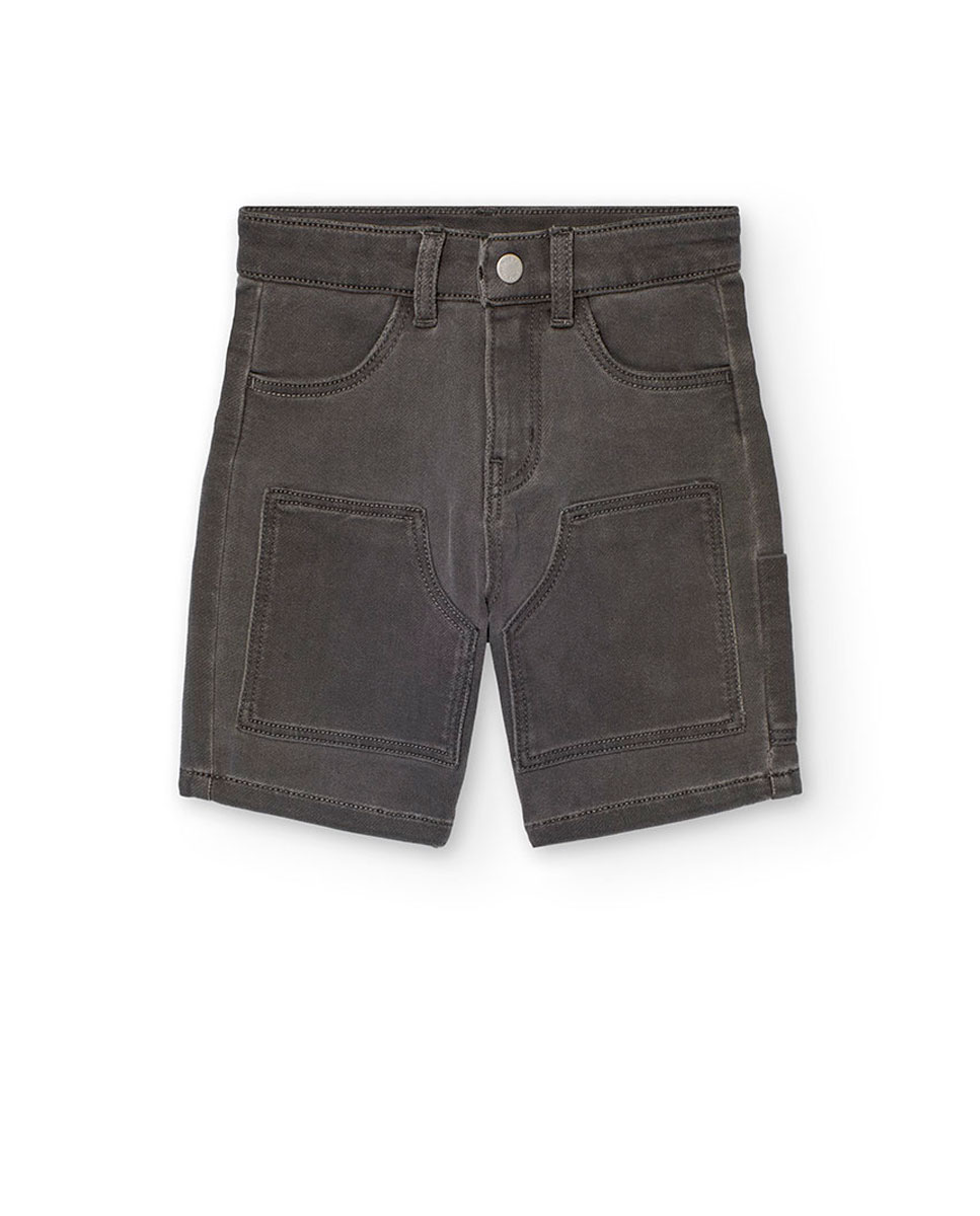 Bermudas Lisa e com Bolsos Cinzento-claro-1