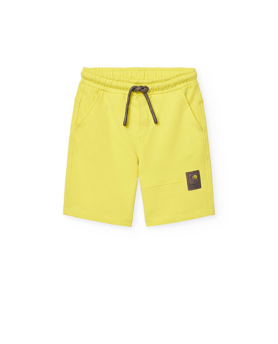 Bermudas Lisas de Algodão com Cordão de Ajuste Boboli Amarelo-1
