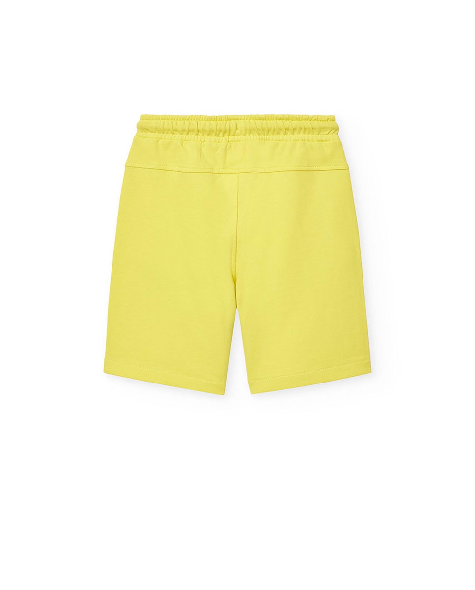 Bermudas Lisas de Algodão com Cordão de Ajuste Boboli Amarelo-2
