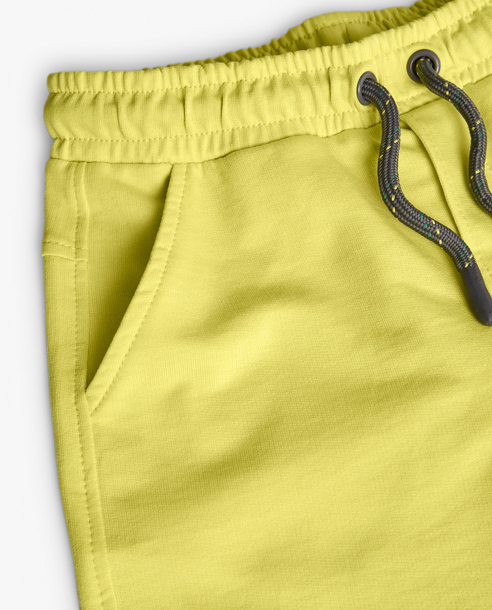 Bermudas Lisas de Algodão com Cordão de Ajuste Boboli Amarelo-3