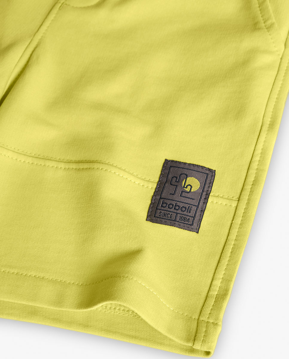 Bermudas Lisas de Algodão com Cordão de Ajuste Boboli Amarelo-4