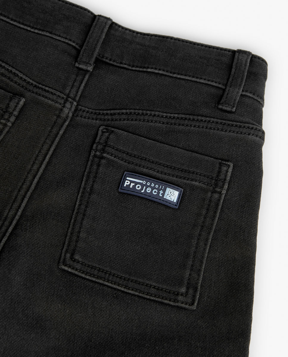 Bermudas Infantil Cinco Bolsos com Presilhas na Cintura Preto-4
