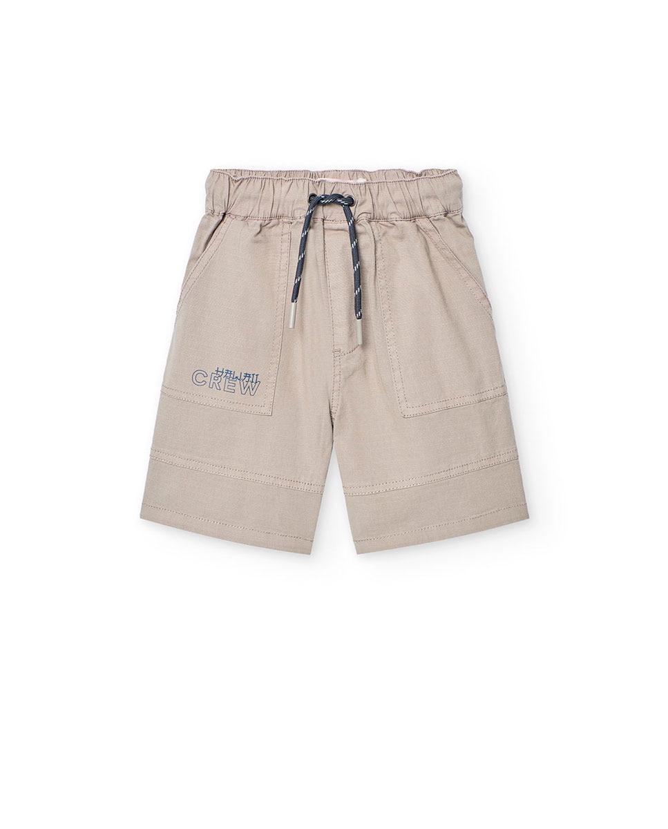Bermudas Lisas com Cordão de Ajuste Castanho-1