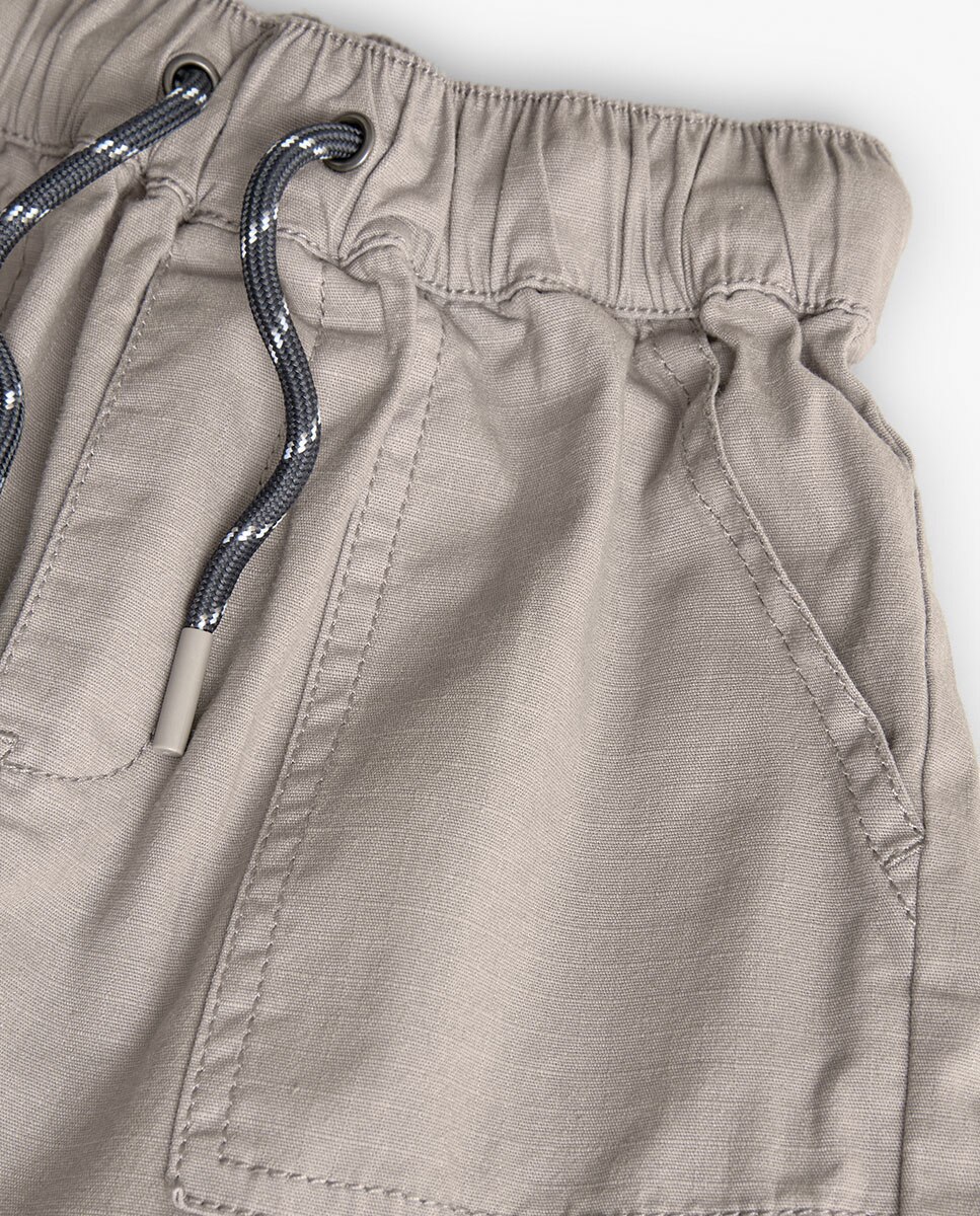 Bermudas Lisas com Cordão de Ajuste Castanho-3