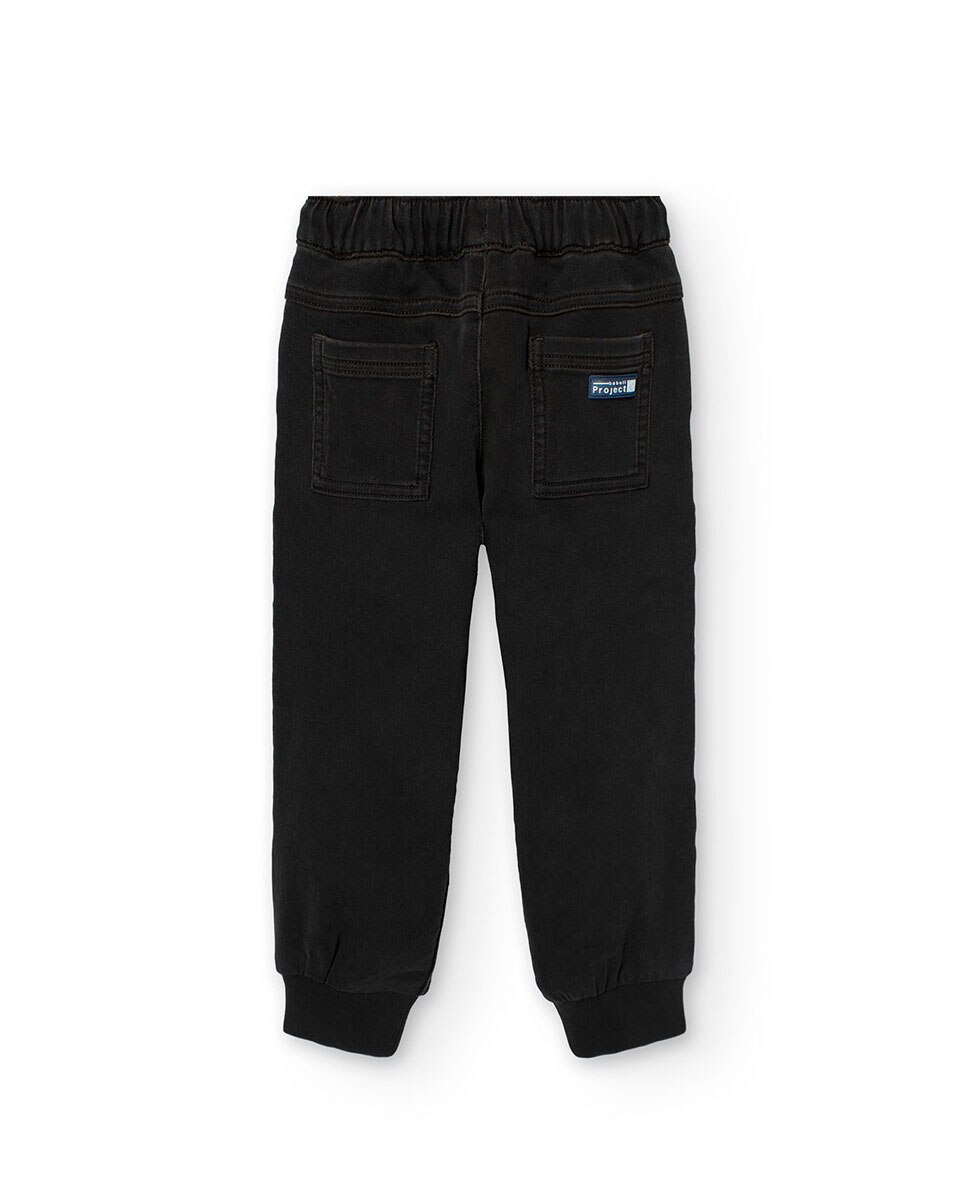 Calças Cargo Infantil com Cintura Elástica e Cordão de Ajuste Preto-2