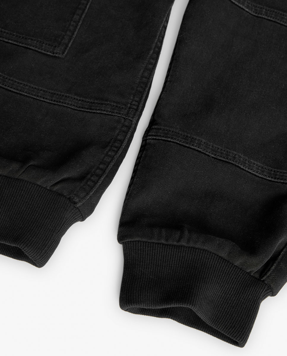 Calças Cargo Infantil com Cintura Elástica e Cordão de Ajuste Preto-4
