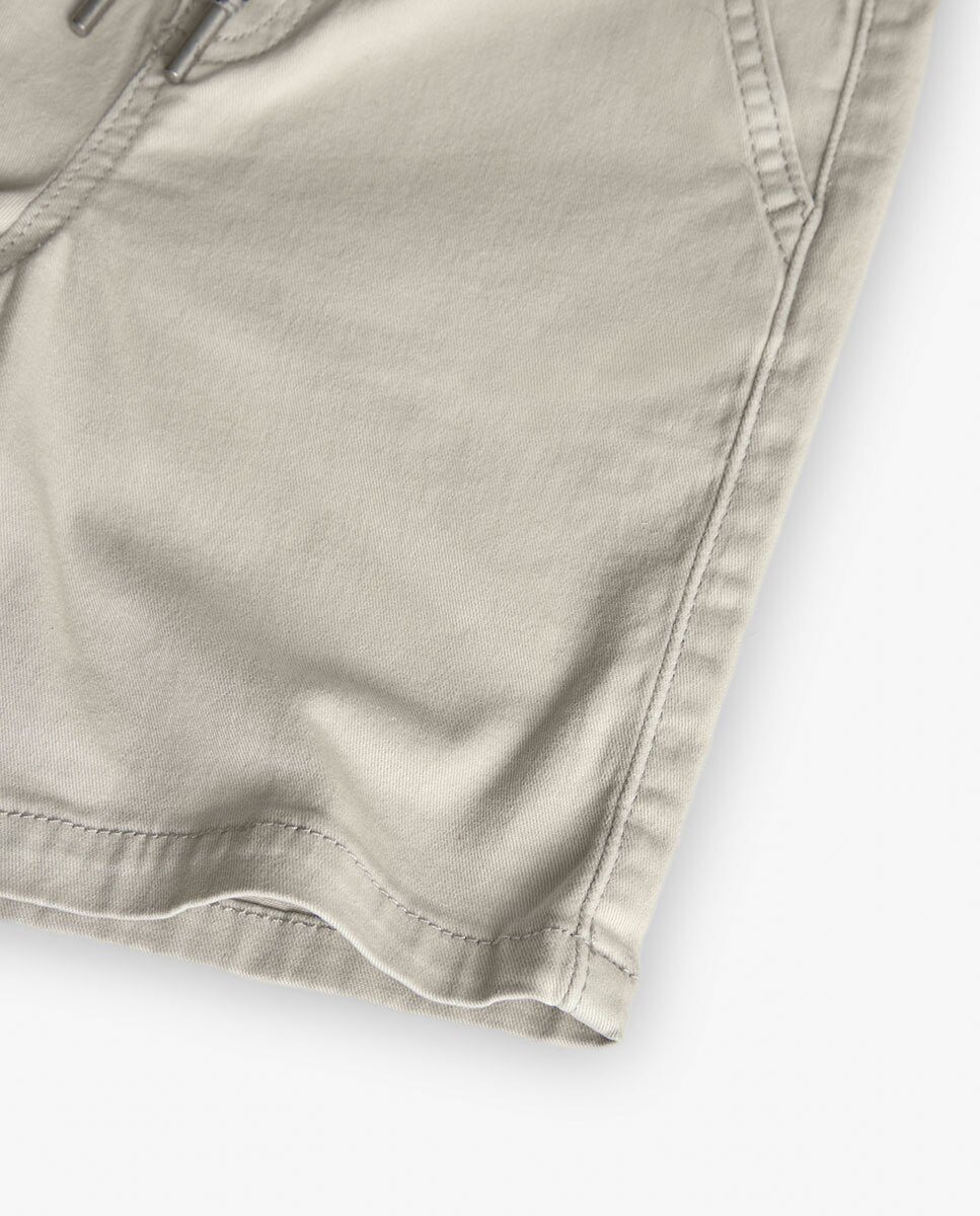 Bermudas Lisas de Algodão com Cordão de Ajuste Boboli Pedra-4