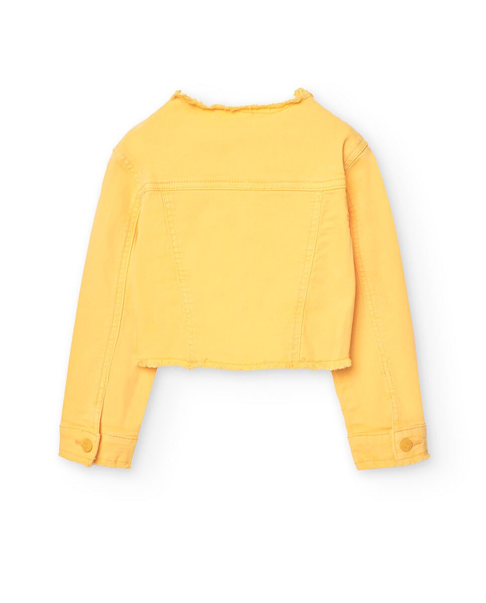 Blusão Infantil com Gola Redonda e Fecho de Botões Amarelo-2