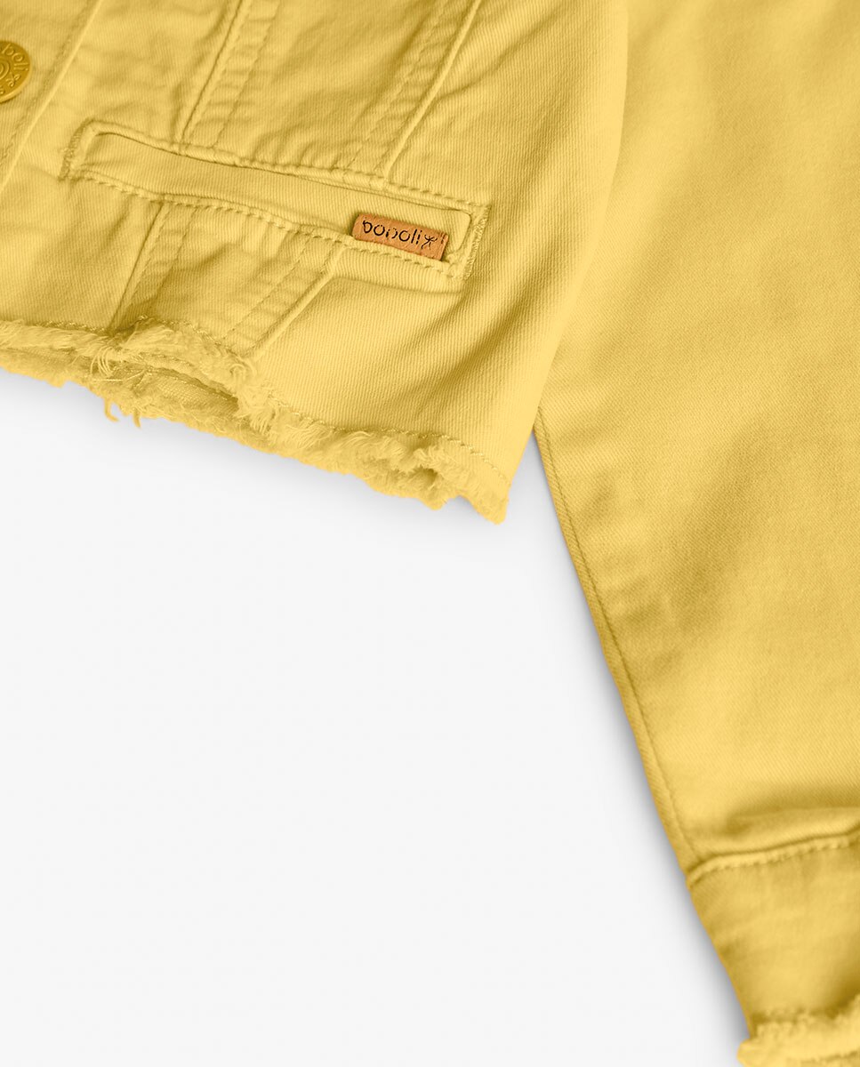 Blusão Infantil com Gola Redonda e Fecho de Botões Amarelo-4