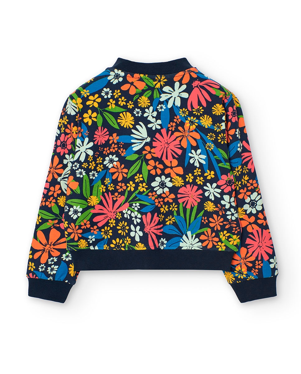 Bomber Infantil com Estampado de Flores e Fecho Zip Boboli Multicolor-2